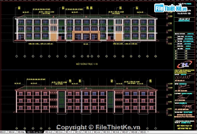 Trường học 3 tầng,Trường học 3 tầng 18 phòng,Trường tiểu học 3 tầng,Trường học 3 tầng 10.8x71.4m,bản vẽ trường tiểu học